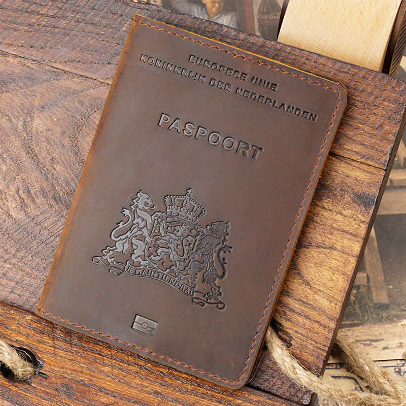 Travel Accessories Wallet - Dutch Passport Cover - Genuine Leather