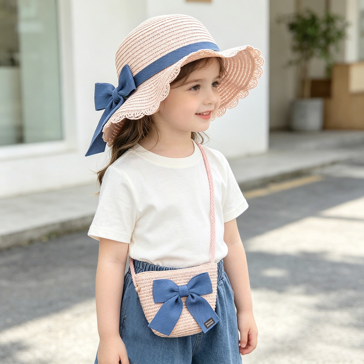 Travel Accessories For 6 Year Old - Girls 2pcs Straw Hat Solid Color