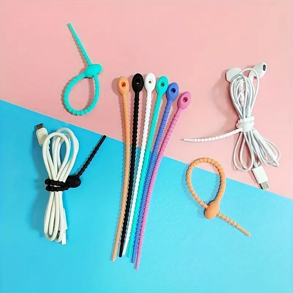 Reusable Zip Bag - Silicone Reusable Cable Wire Organizer, Storage