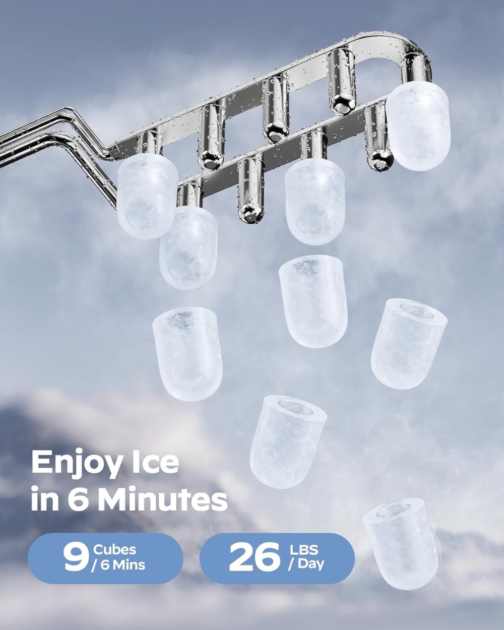 Ice Maker Countertop: 9 Cubes  - Travel Kitchen Accessories ulasan dan harga