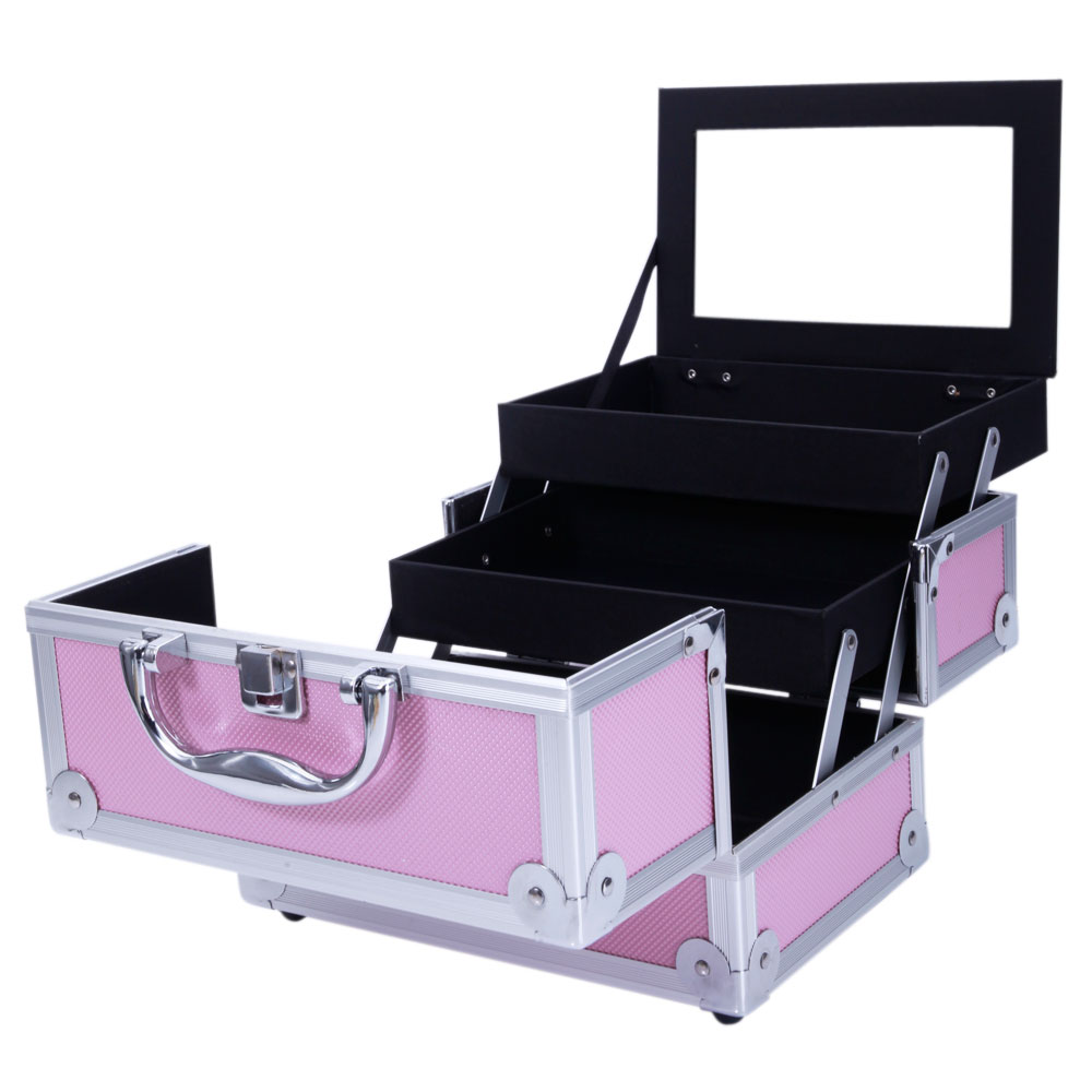 Pink Aluminum Alloy Makeup Cas - Travel Z ulasan dan harga