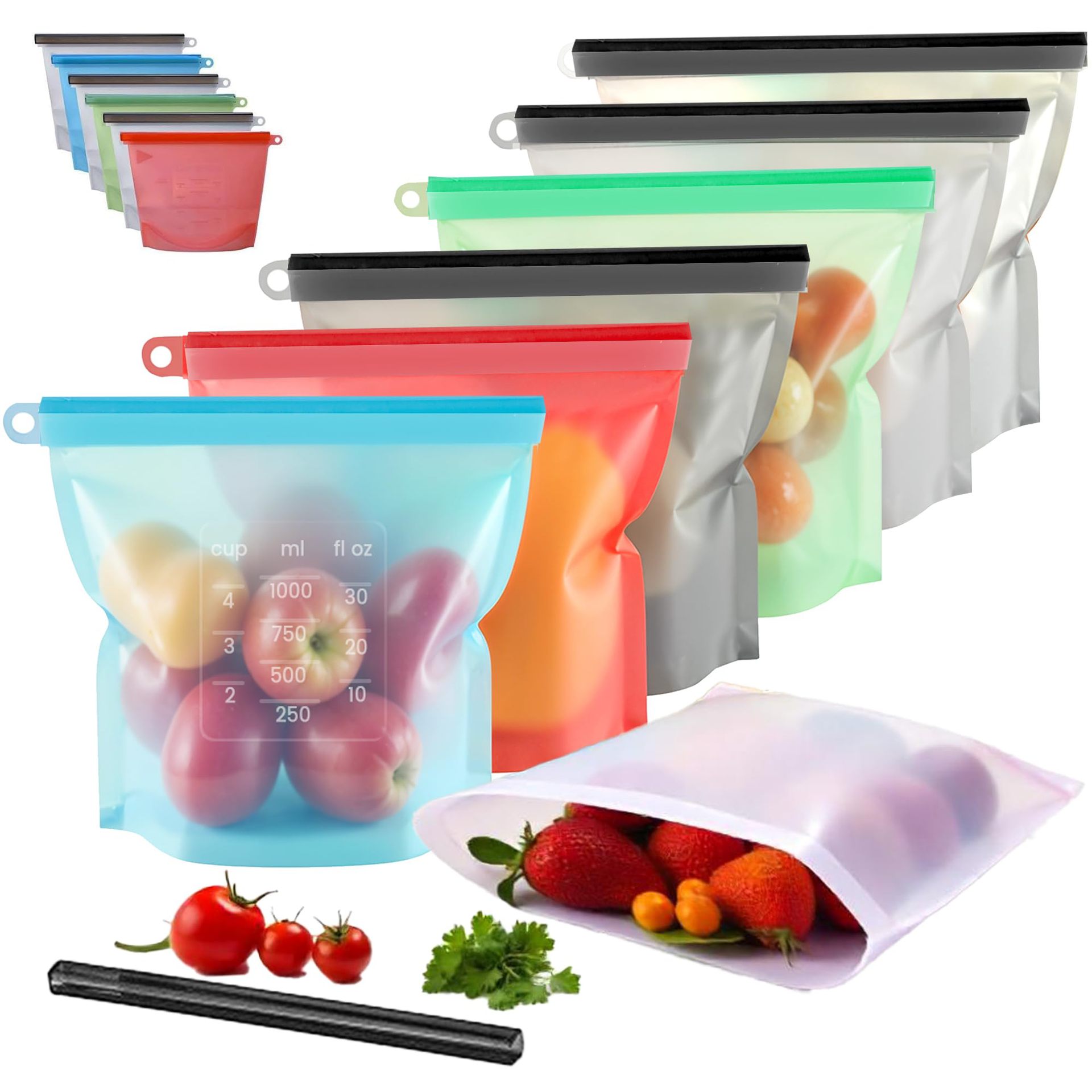 5pcs Silicone Food Storage Con - Reusable Zip Bag ulasan dan harga