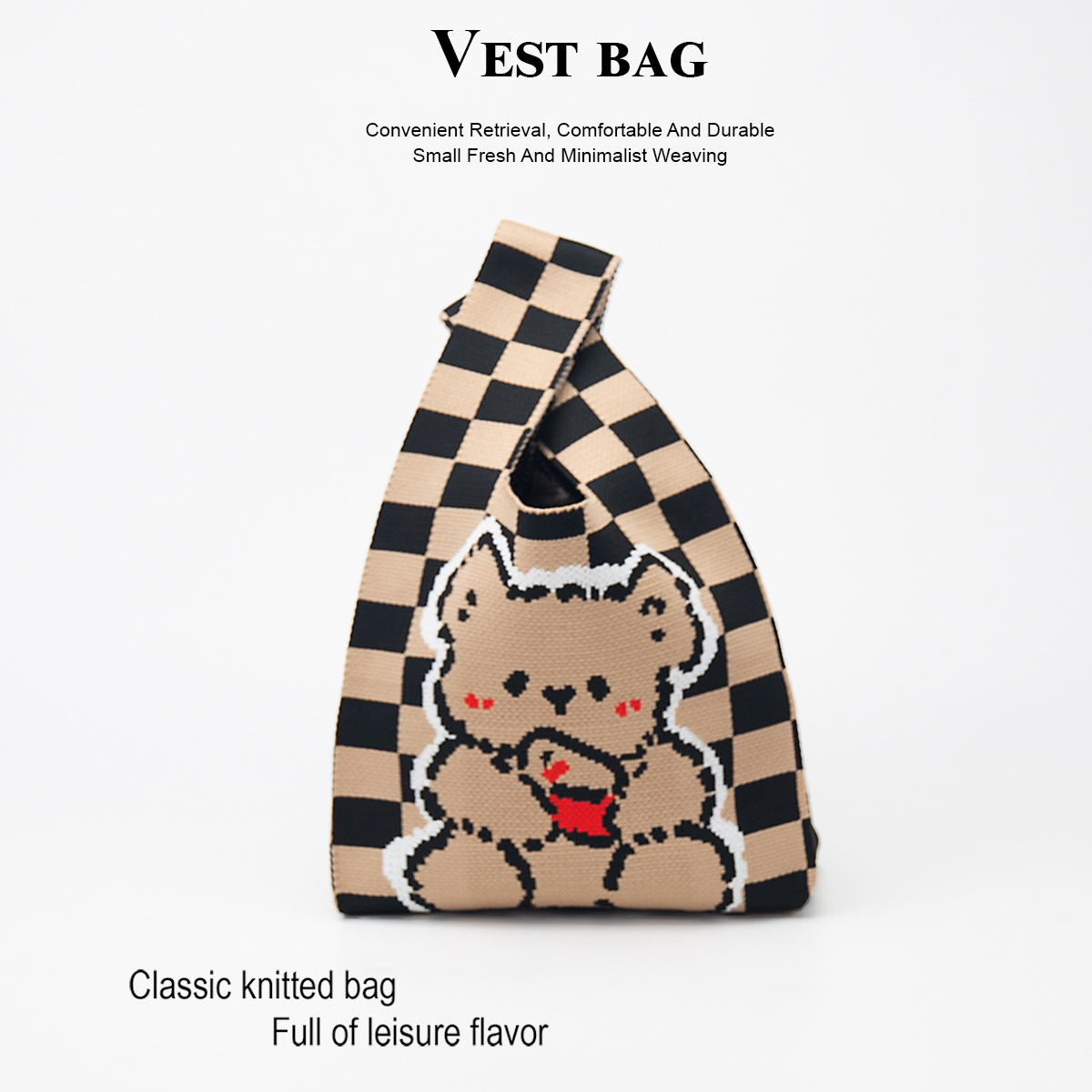 Cute Knitted Handbag for Girls - Travel Accessories Wallet ulasan dan harga