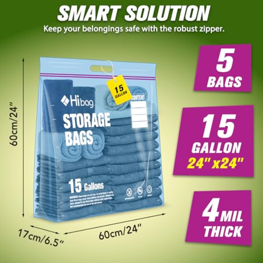15 Gallon Large Storage Bags,  - Reusable Zip Bag ulasan dan harga