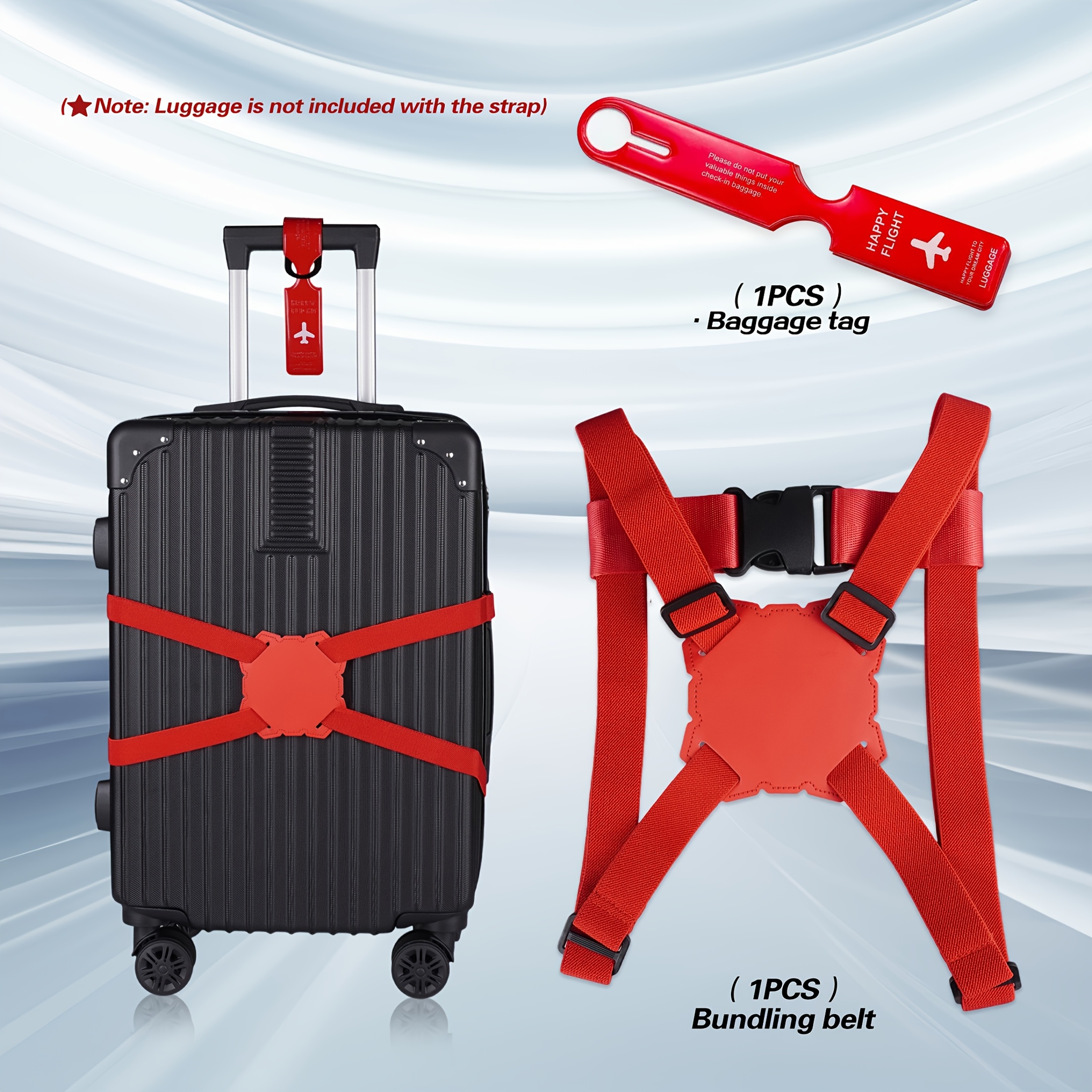 2-Piece Luggage Strap Set + Lu - Travel Accessories Gear ulasan dan harga