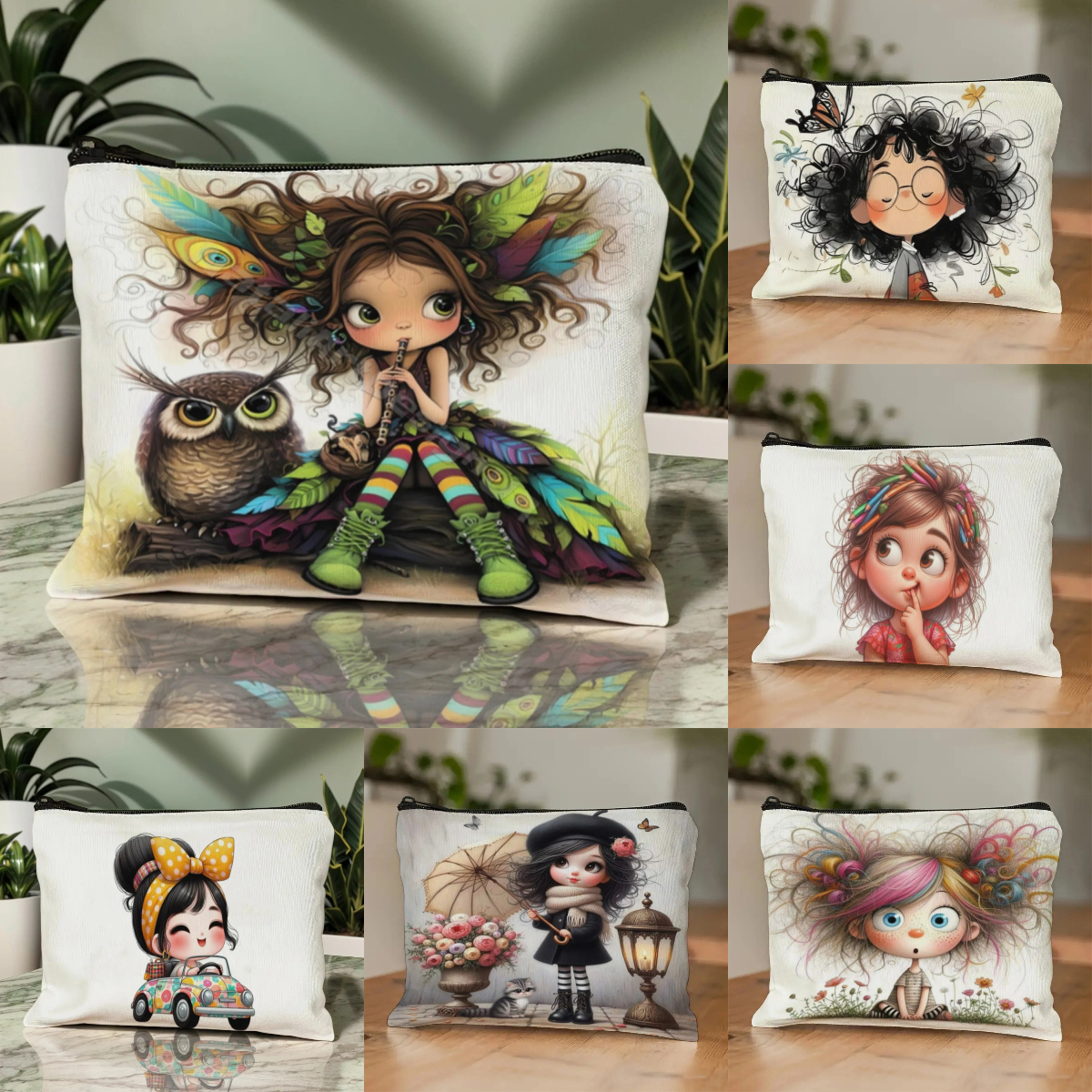 Cartoon Girl Makeup Bag Zipper - Travel Z ulasan dan harga