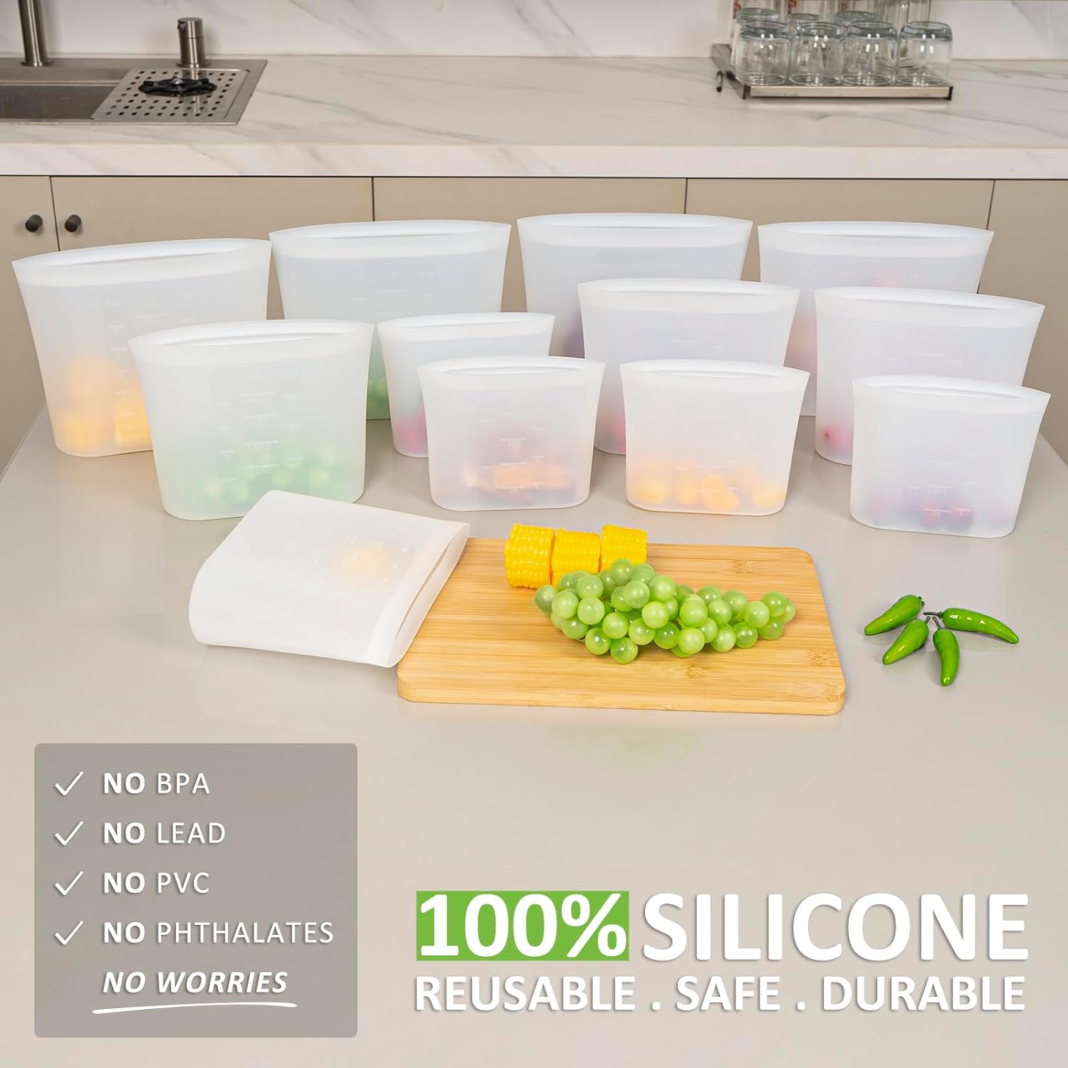 100% Silicone Reusable Storage - Reusable Zip Bag ulasan dan harga