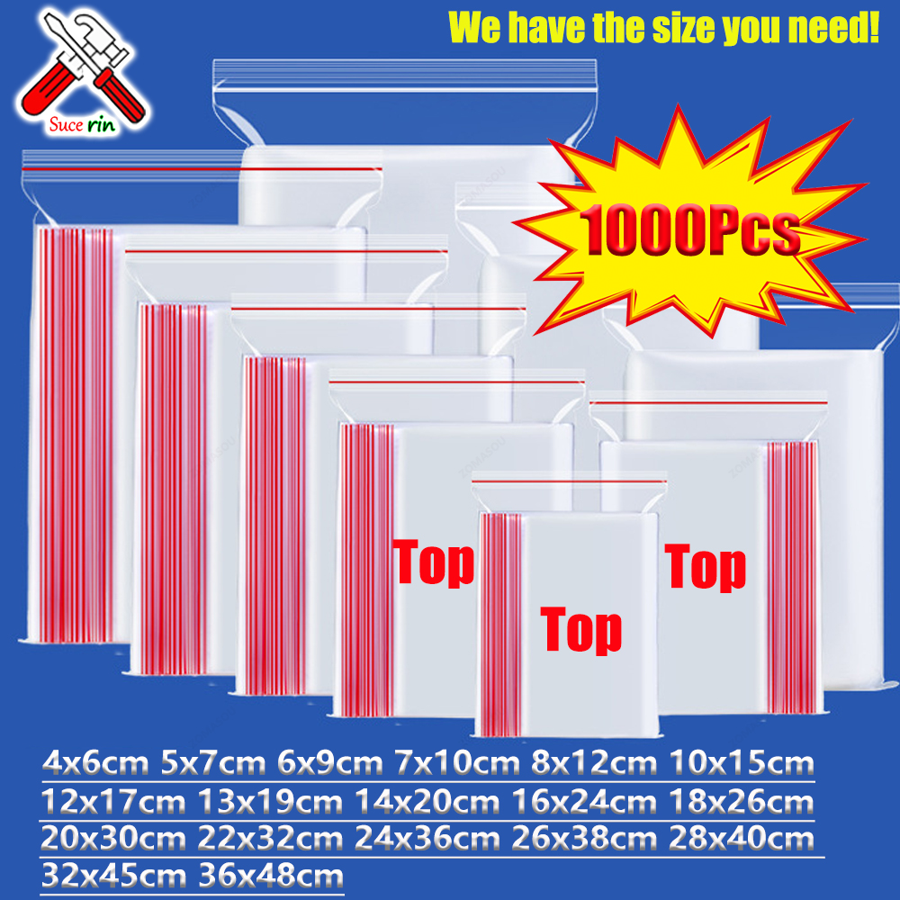 100-1000Pcs Reclosable Transpa - Reusable Zip Bag ulasan dan harga