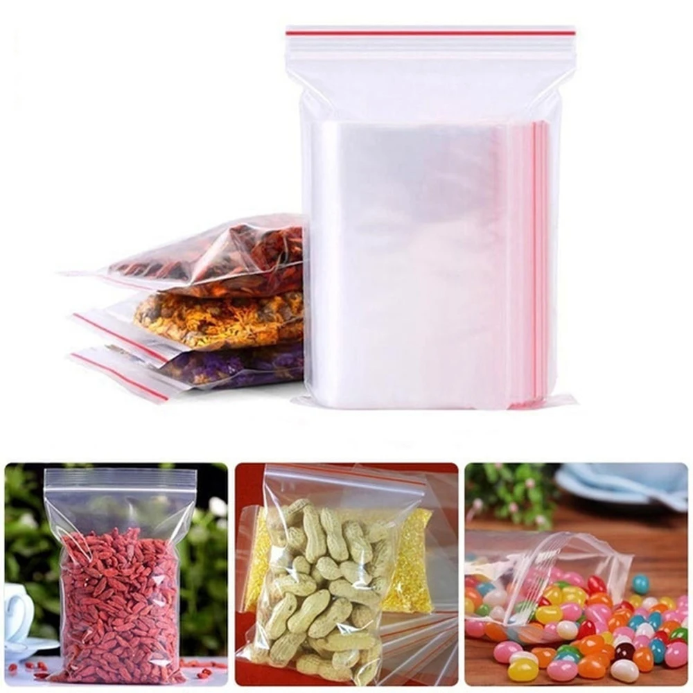 100-1000Pcs Reclosable Transpa - Reusable Zip Bag ulasan dan harga