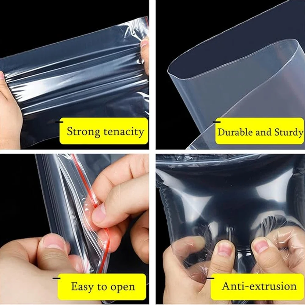 100-1000Pcs Reclosable Transpa - Reusable Zip Bag ulasan dan harga
