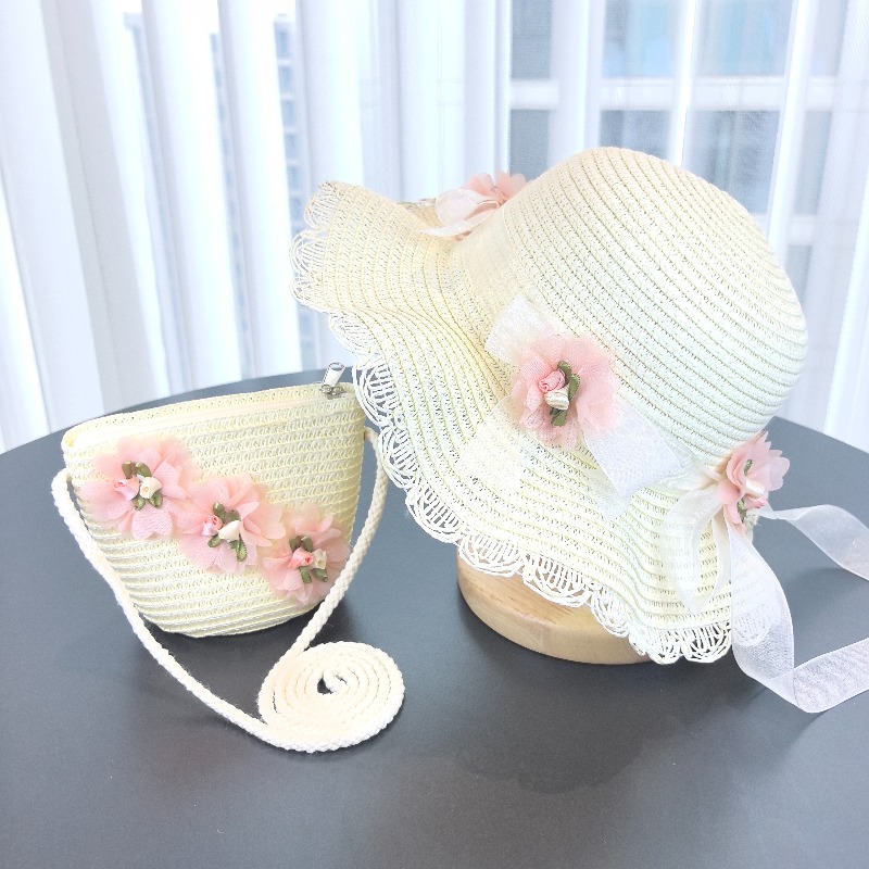 Girls 2pcs Straw Hat Solid Col - Travel Accessories For 6 Year Old ulasan dan harga
