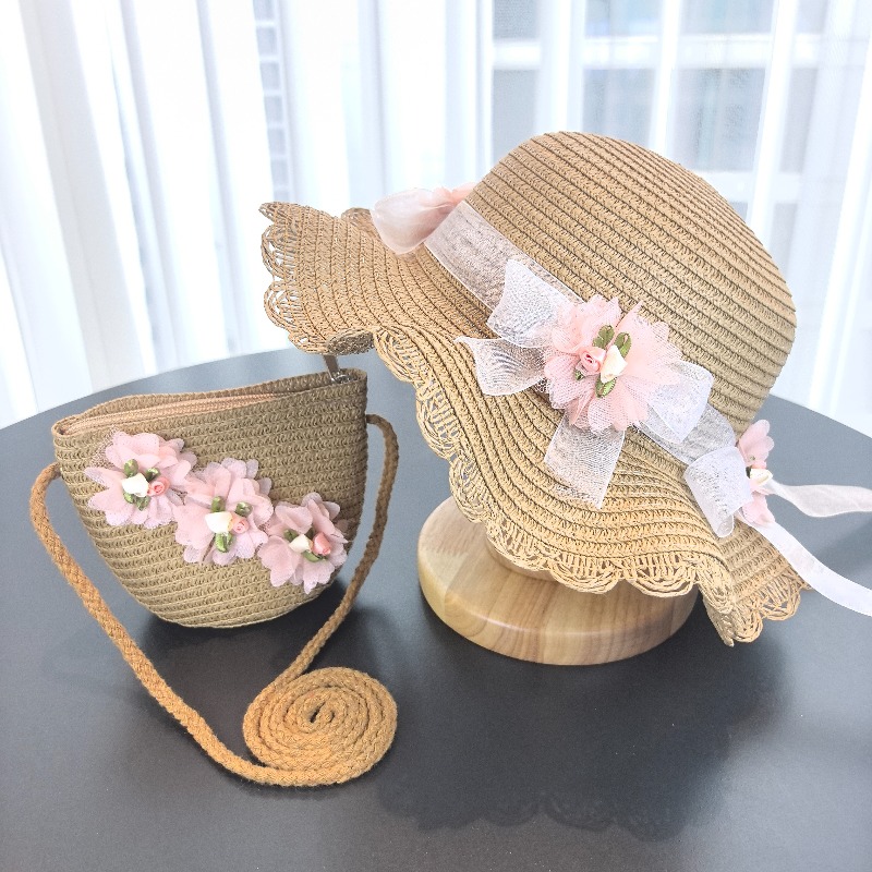 Girls 2pcs Straw Hat Solid Col - Travel Accessories For 6 Year Old ulasan dan harga